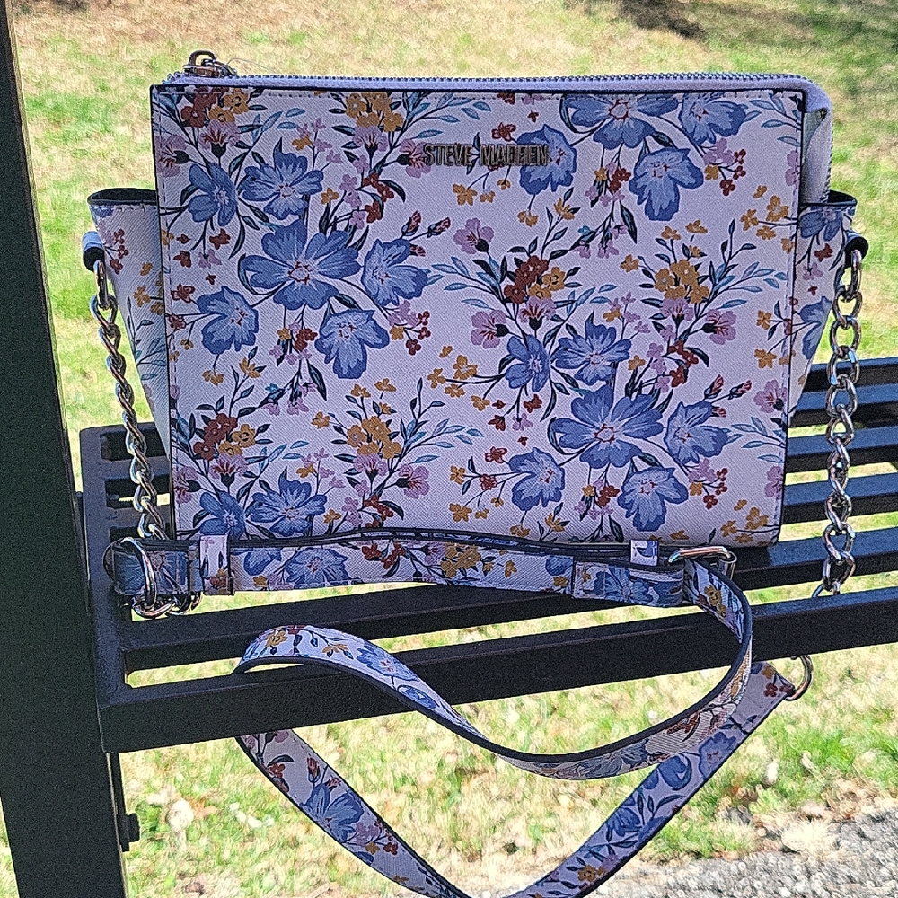 Steve Madden Blue and Yellow Floral Crossbody Bag